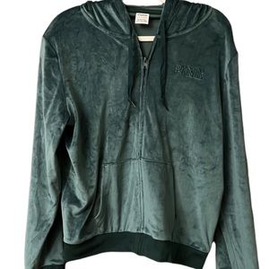Victoria’s Secret PINK green full-zip velour hoodie, XL